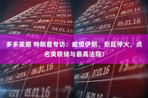 多多策略 特朗普专访:威慑伊朗、拒延停火,点名美联储与最高法院!